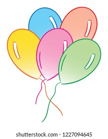 flying colored balloons hand drawn vector
