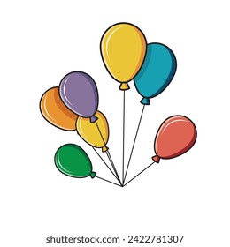 Flying colorful balloons. Hand-drawn vector image without AI.