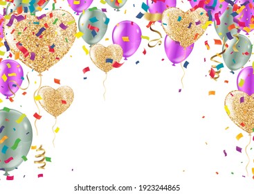 flying colorful balloons on a background  set collection of three different foreshortening