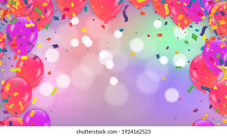 flying colorful balloons on a background  set collection of three different foreshortening