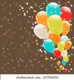 flying colorful balloons as retro background