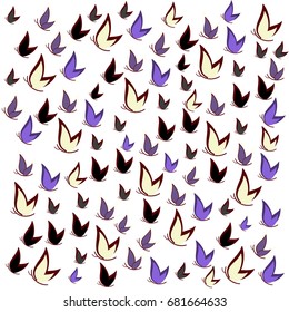 Flying colorful butterflies  on white background. Vector illustration.