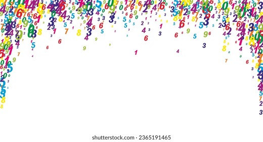 Flying colorful digits and numbers. School math notebook cover. Back to school mathematics banner on white background. Falling numbers vector illustration.