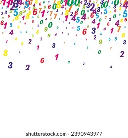Flying colorful digits and numbers. School math notebook cover. Back to school mathematics banner on white background. Falling numbers vector illustration.