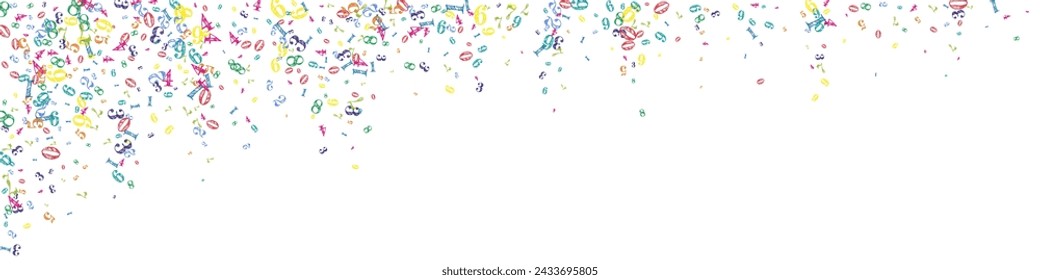 Flying colorful digits and numbers. School math notebook cover. Back to school mathematics banner on white background. Falling numbers vector illustration.
