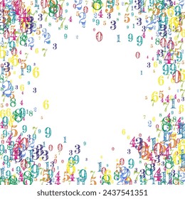 Flying colorful digits and numbers. School math notebook cover. Back to school mathematics banner on white background. Falling numbers vector illustration.