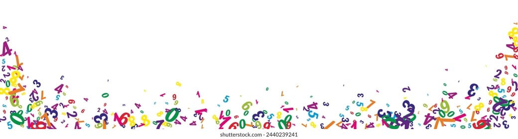 Flying colorful digits and numbers. School math notebook cover. Back to school mathematics banner on white background. Falling numbers vector illustration.