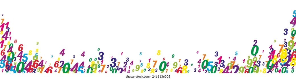 Flying colorful digits and numbers. School math notebook cover. Back to school mathematics banner on white background. Falling numbers vector illustration.