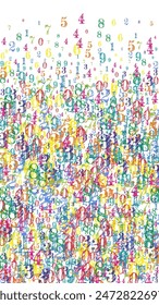 Flying colorful digits and numbers. School math notebook cover. Back to school mathematics banner on white background. Falling numbers vector illustration.