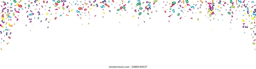 Flying colorful digits and numbers. School math notebook cover. Back to school mathematics banner on white background. Falling numbers vector illustration.