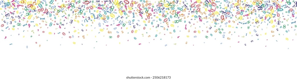 Flying colorful digits and numbers. School math notebook cover. Back to school mathematics banner on white background. Falling numbers vector illustration.