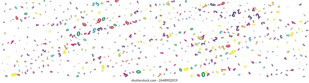 Flying colorful digits and numbers. School math notebook cover. Back to school mathematics banner on white background. Falling numbers vector illustration.
