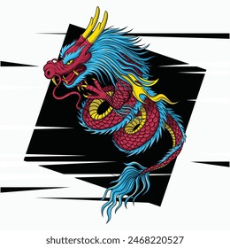 Flying colorful Dragon vector Background