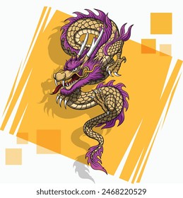 Flying colorful Dragon vector Background