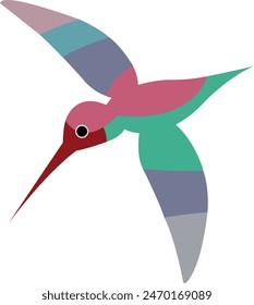 Ein fliegender bunter Kolibri oder Colibri Vektorgrafik Bild