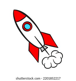 Flying colorful rocket. Cartoon. Vector illustration