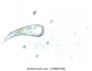 Flying comet among the stars. Starry sky with a comet.