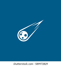 Flying Comet Flat Icon On Blue Background