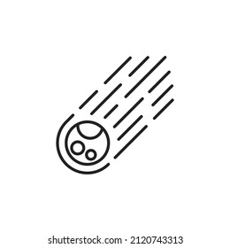 Fliegendes Comet-Symbol. Meteoritenstein-Ball-Geschwindigkeit fliegen. Hochwertige schwarze Vektorgrafik.