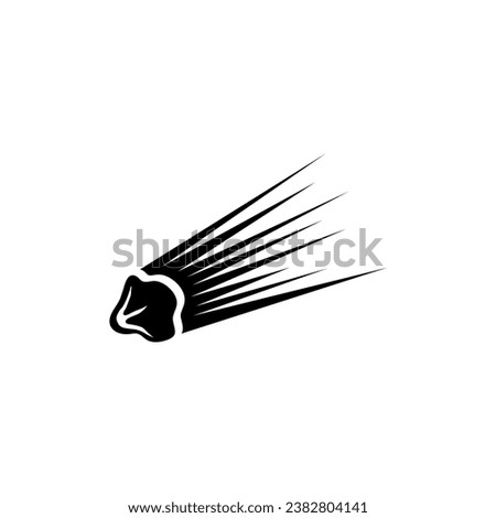 Flying Comet or Meteor, Asteroid, Fireball. Flat Vector Icon illustration. Simple black symbol on white background. Flying Comet or Meteor, Asteroid sign design template for web and mobile UI element
