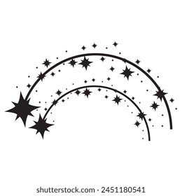 Cometa volador con cola, meteorito que cae, elemento abstracto de la galaxia. Conjunto de Vector de silueta de estrellas fugaces. diseño de Vector de estrellas.