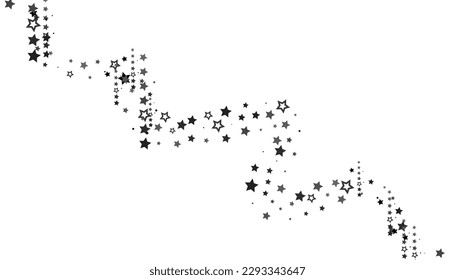 Flying confetti stars. Black, white colours. Festive background. Black stars on white background. Design element. Vector illustration, eps 10.