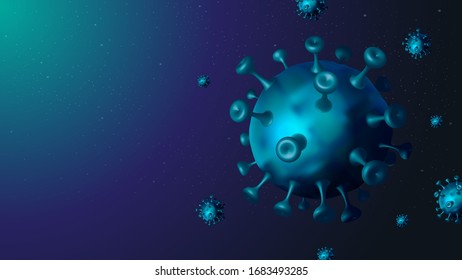 Flying Corona virus Illustration, Deadly Global Pandemic