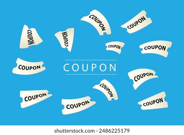  flying coupon with background colour, coupon fly element set.