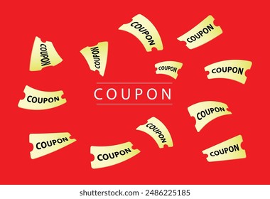  flying coupon with background colour, coupon fly element set.