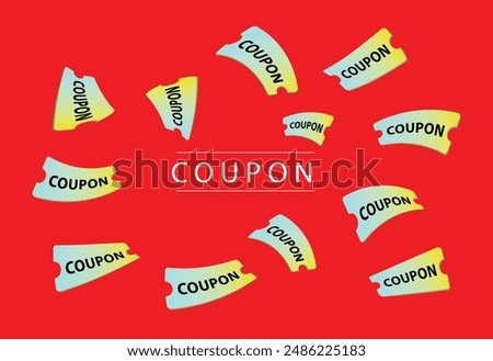  flying coupon with background colour, coupon fly element set.