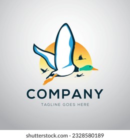 Flying crane bird logo vector illustration