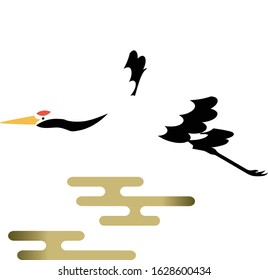 Flying crane wild bird vector illustration