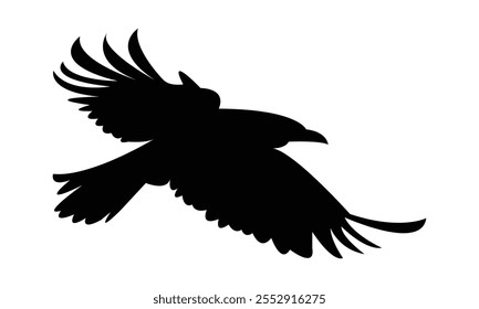 Flying Crow Bird Silhouette Design  And Vector Illustration. 