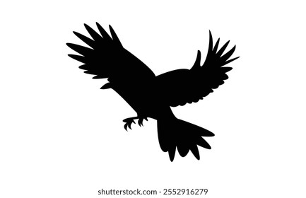 Flying Crow Bird Silhouette Design  And Vector Illustration. 