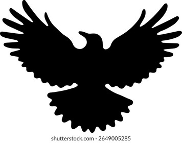 Flying Crow Silhueta Vetor Pássaro Preto Clipart no fundo branco