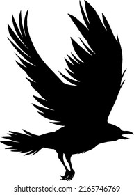 Flying Crow Silhouette. Vector Illustration