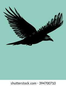 Flying crow, simple stylized design