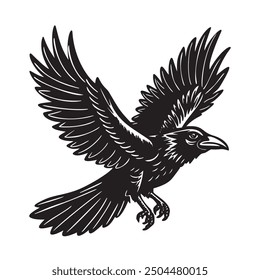 Flying crow.vector illustration on white background