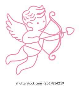 Flying Cupid with Bow and Arrow
