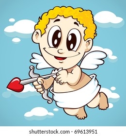 flying cupid with his arrow