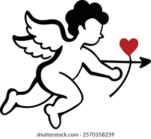A flying cupid icon vector design and illustration of Valentine's Day element.