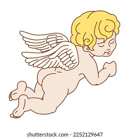 Cupido volante - Incluir relleno, estilo de caricatura 