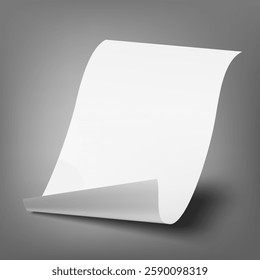 Flying Curled Sheet Of Paper On Dark Background. EPS10 Vector