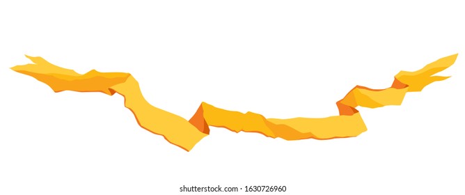 Flying and curving yellow ribbon in the shape of a vignette
