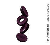 Flying cut black olives vector illustration.