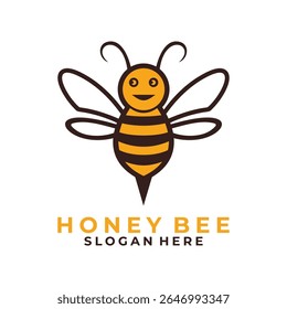 Plantilla de Vector de logotipo de animal de abeja linda voladora
