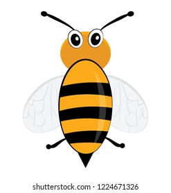 
A flying cute face bee depicting cartoon bee 
