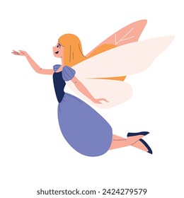 Flying Cute Fairy Flat Illustration