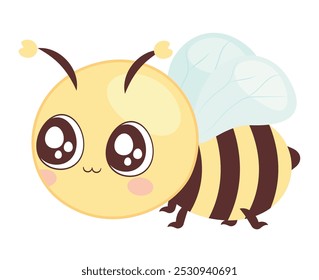 flying cute little bee isolated
