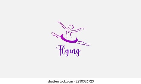 
Flying dance lady vector logo design illustration